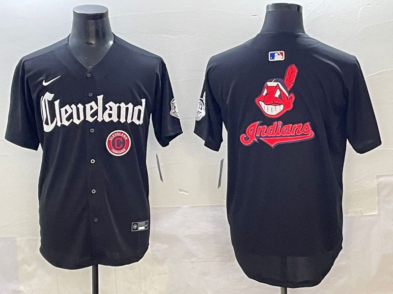 Men 2025 Cleveland Indians Blank Black Five generations Joint Name Nike MLB Jersey style 9->cleveland indians->MLB Jersey